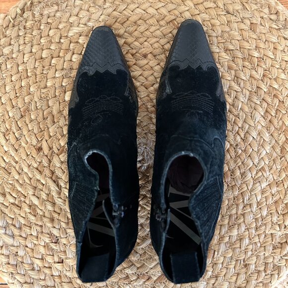Zara Split Suede Cowboy Ankle Boots - Picture 2 of 5